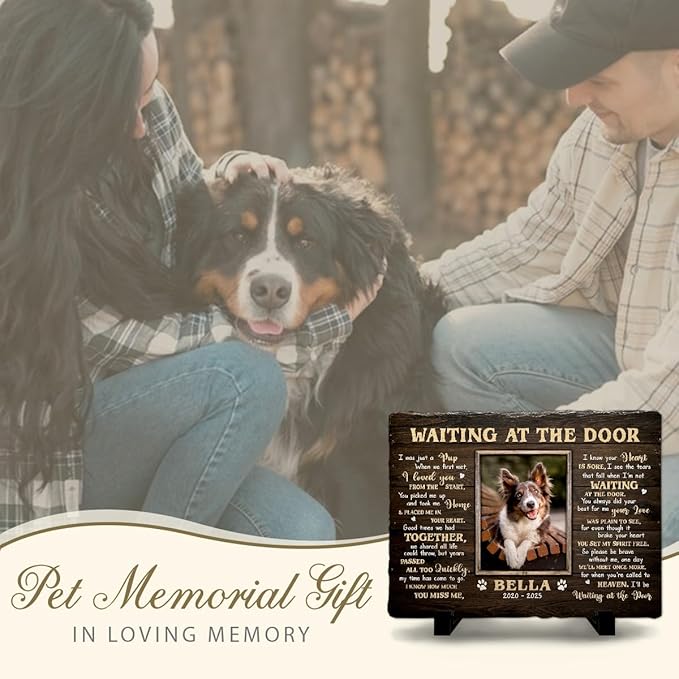 Memorial Gift for Loss of Dogs, Cats - Ideal Gifts for Pet Lovers Grieving The Death of Dog, Cat - Unique Customized Headstones for Graves - Waterproof Garden Stones Outdoor