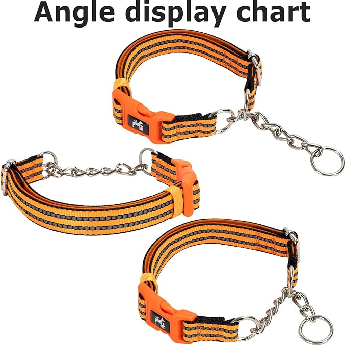 Orange Martingale Dog Collar for Medium Large XL Breeds,Dog Collar Soft Nylon No Pull Dog Collars for Medium Dogs, XL