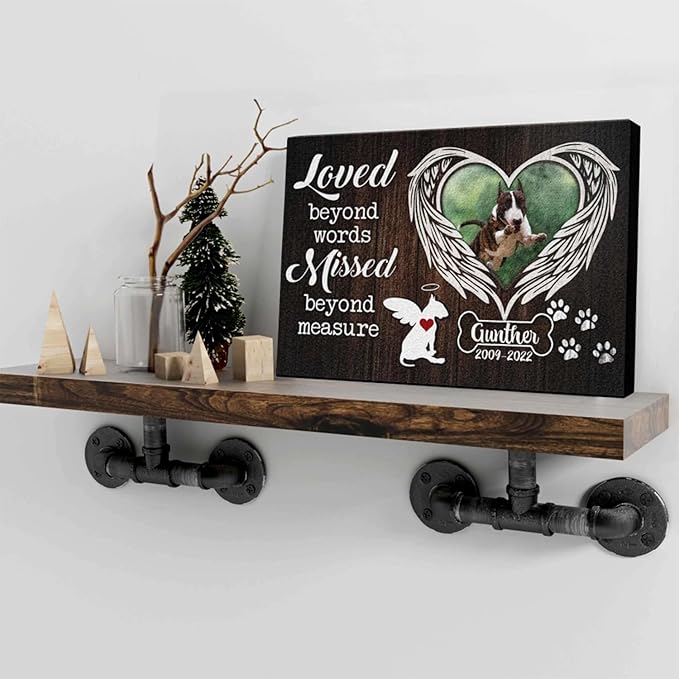 Dem Canvas Personalized Dog Memorial Canvas Print, Custom Pet Loss Gifts (12x08)