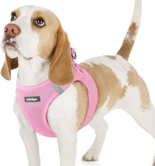 rabbitgoo Small Dog Harness, Step-in Soft Mesh Puppy Vest with Safety Buckle, Breathable Reflective Pet Harness for Small Sized Dogs, Light Pink M