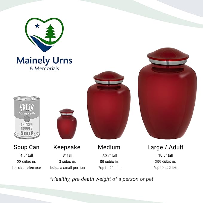 Homage Large Custom Photo Pet Cremation Urn for Pet Ashes - Vase Style Pet Urn - 200 Cubic Inch Capacity -Personalization Included (Crimson)
