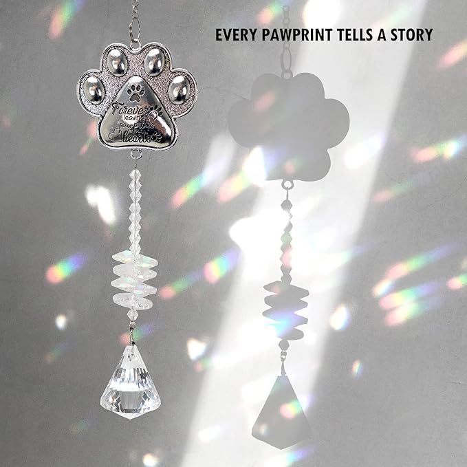 Pet Memorial Suncatcher - Loss of Pet Sympathy Gift for Dog and Cat Owners with Crystals, Indoor Window Suncatchers, Bereavement Gifts Dog Memorial (Transparent)
