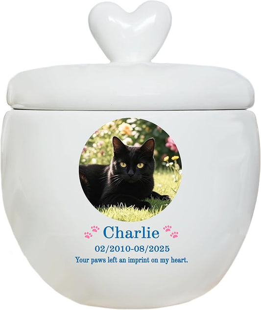 Personalized Pet Urn,Pet Urns for Dogs Cats,Pet Cremation Urn,Urns for Pet Ashes,Ceramic Urn,Dog cat Bird Rabbit urn,pet Loss, Handmade Custom. (Small,Suitable Ashes ≤22 lb (not Bones))