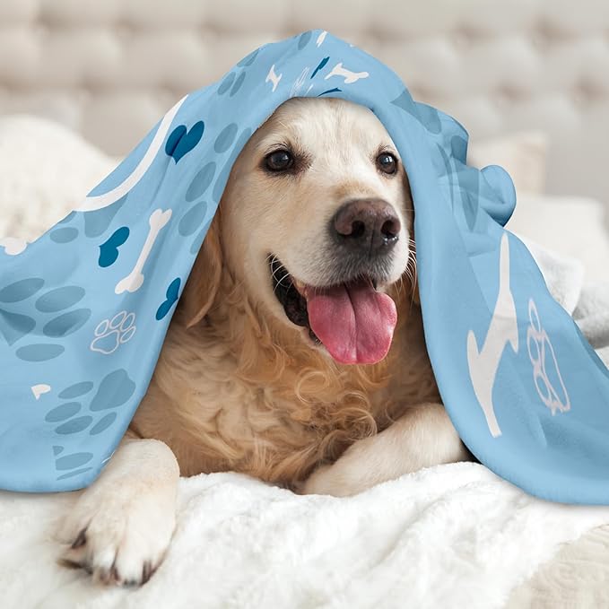 Custom Pet Blanket, Personalized Dog Blanket with Name, Customized Soft Flannel Blanket Gift for Pet Lover, Birthday, for Pet Animal Women Men Dog Lovers Memorial Gift