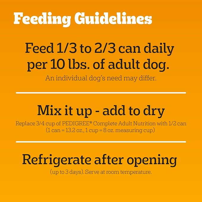 Pedigree Chopped Ground Dinner Adult Soft Wet Dog Food with Beef, Canned Dog Food, 13.2 oz. Cans, 12 Count