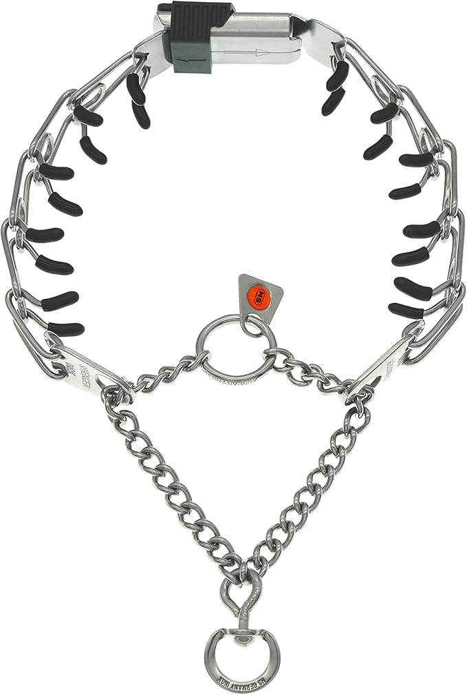 Herm Sprenger Dog Training Prong Collar with Quick Release Cliclock Buckle, 3 Extra Links, 30 Comfort Tips - Stainless Steel No-Pull Collar with Swivel Ring for Small Medium Dogs, Made in Germany