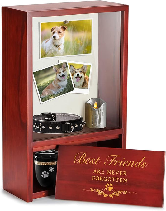 TJ.MOREE Dog Urns for Ashes - Memorial Display Case, Pet Sympathy Gifts - Best Friends Never Forgotten