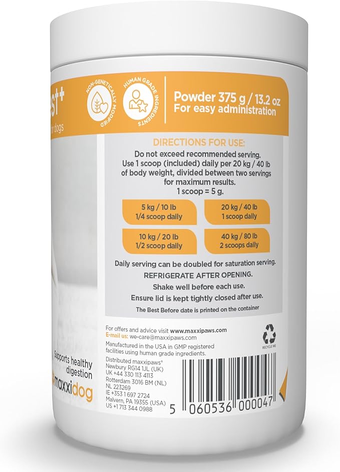 maxxipaws maxxidigest+ Prebiotic & Probiotic for Dogs 13.2oz | Dog Probiotic Powder with Advanced Digestive Enzymes for Gut Health & Immunity | Supports Digestion, Food Sensitivities & Itchy Skin