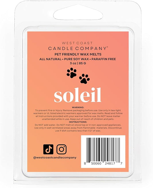Pet Safe Wax Melts for Dogs | Non Toxic Soy Wax Melts | Natural, Paraffin-Free, Clean Burning | Odor Eliminating Wax Cubes | Soleil