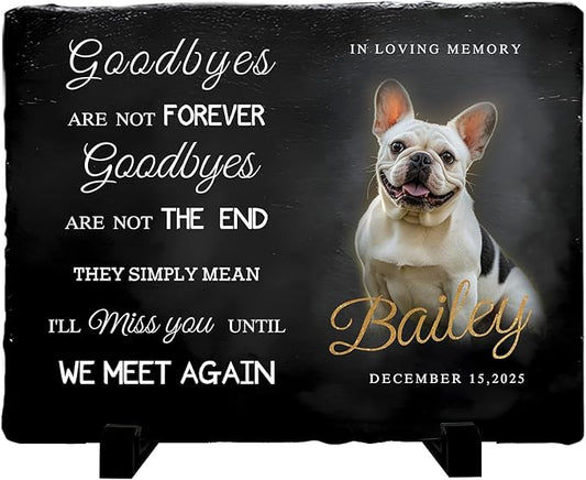 Personalized Pet Memorial Stone, Custom Dog Memorial Gifts for Loss of Dog with Photo Name Date, Dog Remembrance Gift, Loss of Dog Sympathy Gift for Dog Cat Lovers (Quote 6)