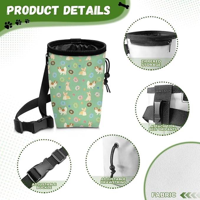 Corgi Donut Animal Walking Snack Container Dog Treat Bag Pet Treat Pouch, Dog Trainer Essentials Supplies Treat Snack Bags for Training Doggie Puppy
