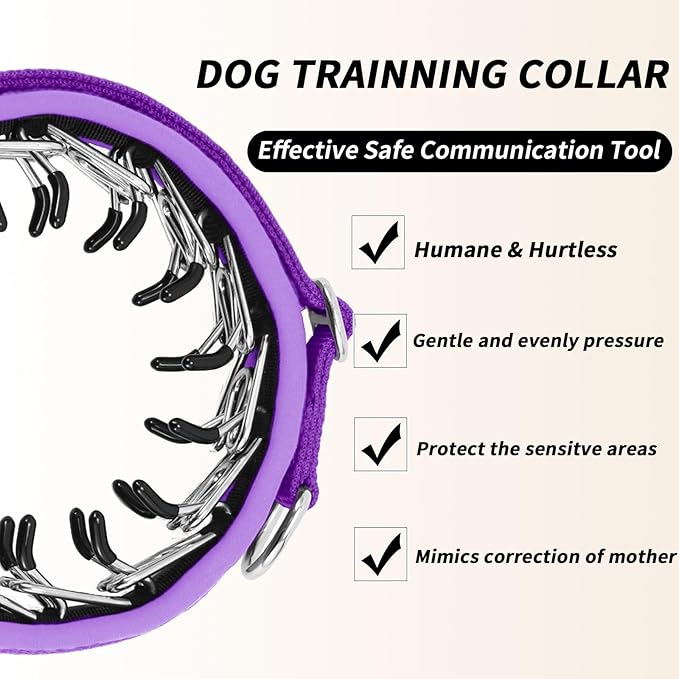 Martingale No Pull Dog Collar for Large Medium Small Dogs, Heavy Duty Nylon Reflective Adjustable Anti Pull Slip Collar with Buckle for Training Walking L Purple
