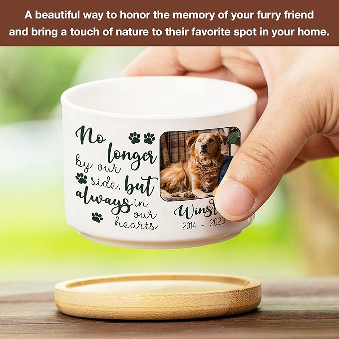 Customized Dog Memorial Plant Pots for Grieving Pet Owners Personalized Dog Memorial Gifts Plant Pots Pet Loss Gifts Cat Loss Sympathy Name Date Image Plaque