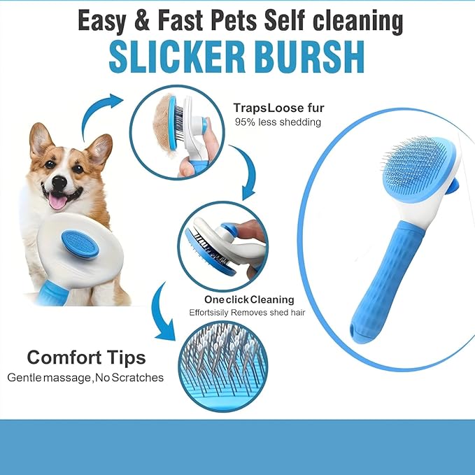 9PC Dog Grooming Kit – Paw Cleaner, Dog Shampoo Brush, Bath & Scrubber Brush, Hair Removal Gloves, Finger Toothbrushes | Complete pet Bath & Deshedding Tools for Shedding & Cleaning
