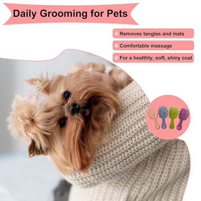 Cloud-Shaped Soft Bristle Puppy Brush for Small Dogs - Yorkie, Shih Tzu, Maltese, and Toy Poodles Grooming Tool with Detachable Lint Comb and Gift Box （Pink）