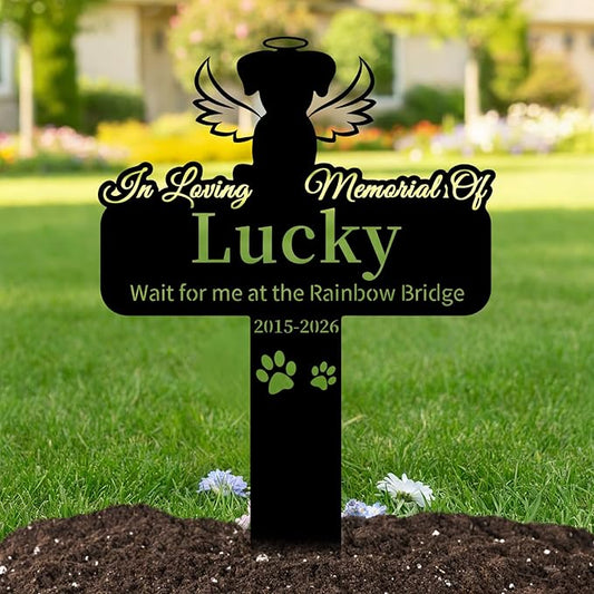 Personalized Dog Grave Marker Outdoor, Waterproof Memorial Cross for Dog Grave with Custom Name Dates, Garden Grave Markers for Dogs, Sympathy Gift for Loss of Pet
