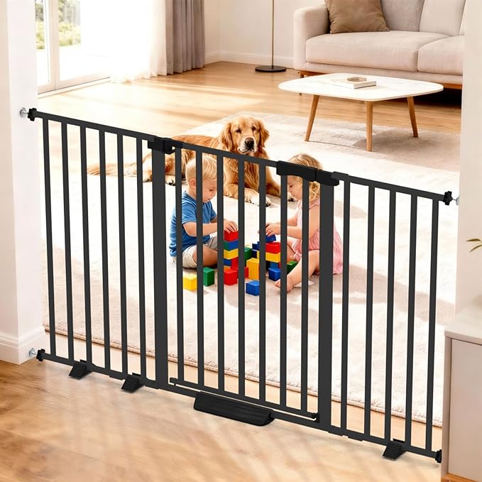 41" Extra Tall Baby Gate for Big Dog No Jumping Over, 30-40.9" Wide Pet Safety Gate Indoor for Doorways No Drilling,Auto Close Child Puppy Gates for Stairways Pressure Mounted (Black)