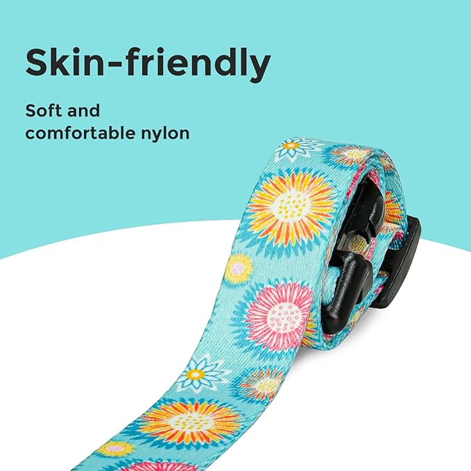 Kazazoo Dog Collar Cute and Soft Nylon Puppy Collar for Boy and Girl, Adjustable Dog Collars for Small Medium Dogs, Blue Sunflowers-M