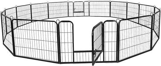 ZENSTYLE 24” Height Foldable Outdoor Puppy Pen for Small Dogs 16 Panels Dog Puppy Cat Exercise Fence Barrier Kennel for Large Yard, Garden, Camping