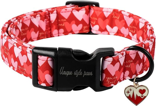 Unique style paws Valentine's Day Dog Collar Plastic Buckle Collar with Pendant Red Pink Love Gift Wedding Small Medium Large Boys Girls Dogs