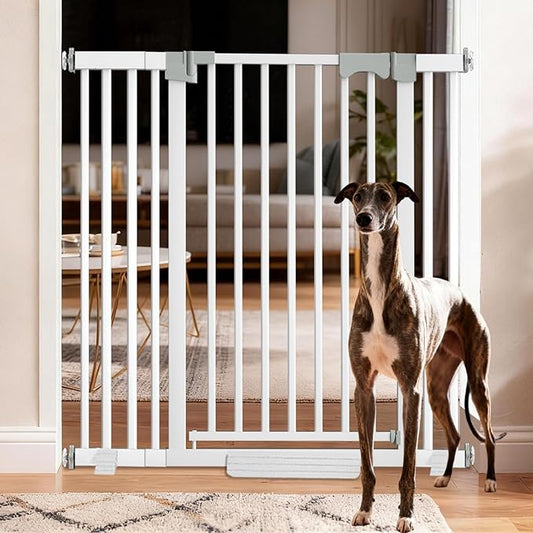 41 Extra Tall Dog/Pet Gate gate for Indoor,Heavy Duty Pressure Mount Baby Gate with Auto-Close & Walk Through,Adjustable Width 30-49.2 Inches, for Stairs, Doorways, Kitchen, White