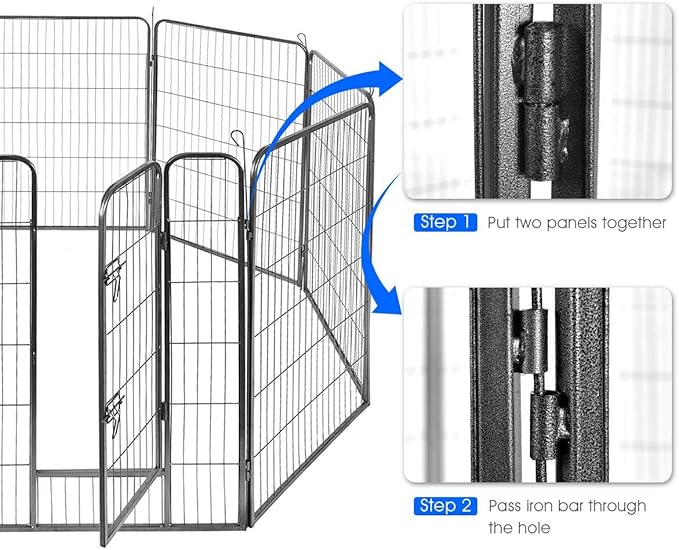 Giantex 40 inch Dog Fence with Door, 16/8 Panels Dog Playpen for Outside Large Dogs, Portable Pet Playpen Fencing Enclosures, Heavy Duty Metal Camping Fences for The Yard (16 Panels, 40 inch)
