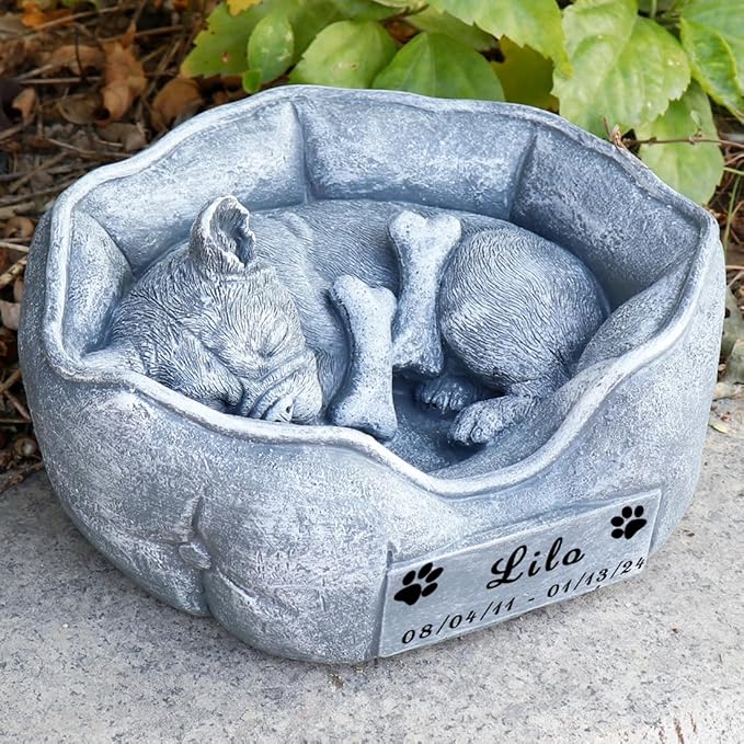 Dog Memorial Stone Statue Dog Garden Statue Pet Loss Gifts Pet Memorial Gifts Dog Grave Marker or Garden Memorial Stone Waterproof and Weatherproof Dog Plaque Personalized Memorial Tombstone