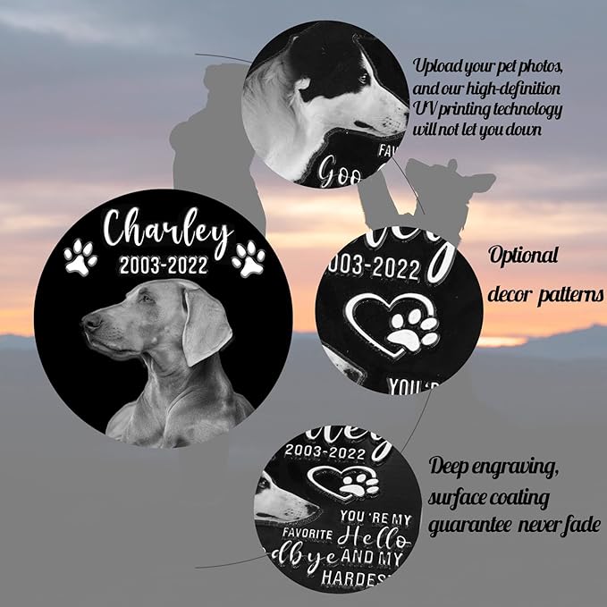 LINMAGCO Dog Memorial Gifts for Loss of Dog,Dog Memorial Stone,Pet Memorial Gifts with Photo, Customized Pet Headstone,Cat Memorial Gifts,Decorations for Grave