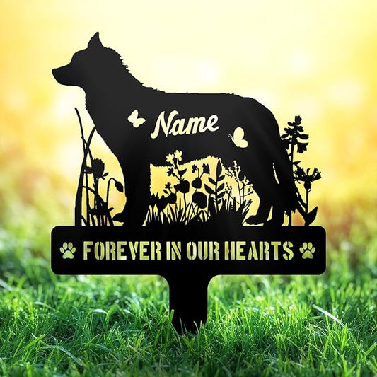 Custom Husky Sibe Dog Grave Marker, Personalized Dog Memorial Stake, Metal Pet Tombstone, Outdoor Sympathy Sign for Garden Yard Decor, Pet Loss Gift