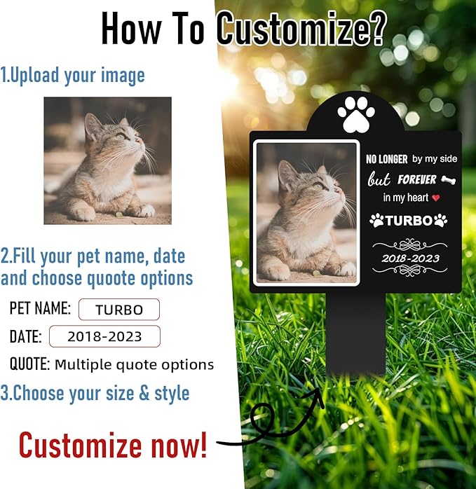 Personalized Dog Memorial Plaque – Custom Acrylic Pet Grave Marker for Outdoor Cemetery, Garden or Yard – Weatherproof Pet Loss Memorial Gift with UV Print (01)