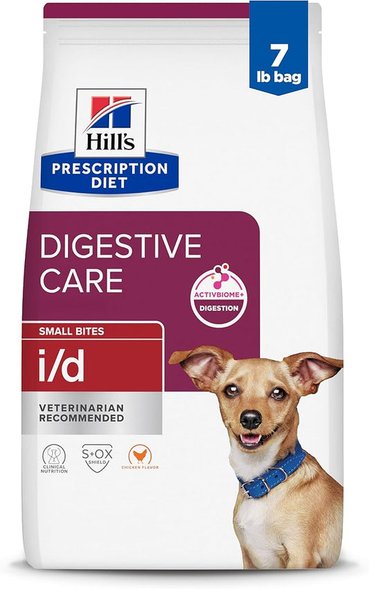 Hill's Prescription Diet i/d Digestive Care Small Bites Dry Dog Food, Chicken, 7 lb. Bag