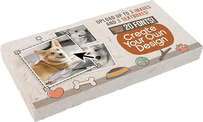 Personalized Pet Memorial Stones, 6x12 Create Your Own Pet Grave Markers as Keepsake or Pet Remembrance, Pet Loss Gifts for Bereaved Pet Owners, DIY Personalized Pet Memorial Limestone (Design 8)