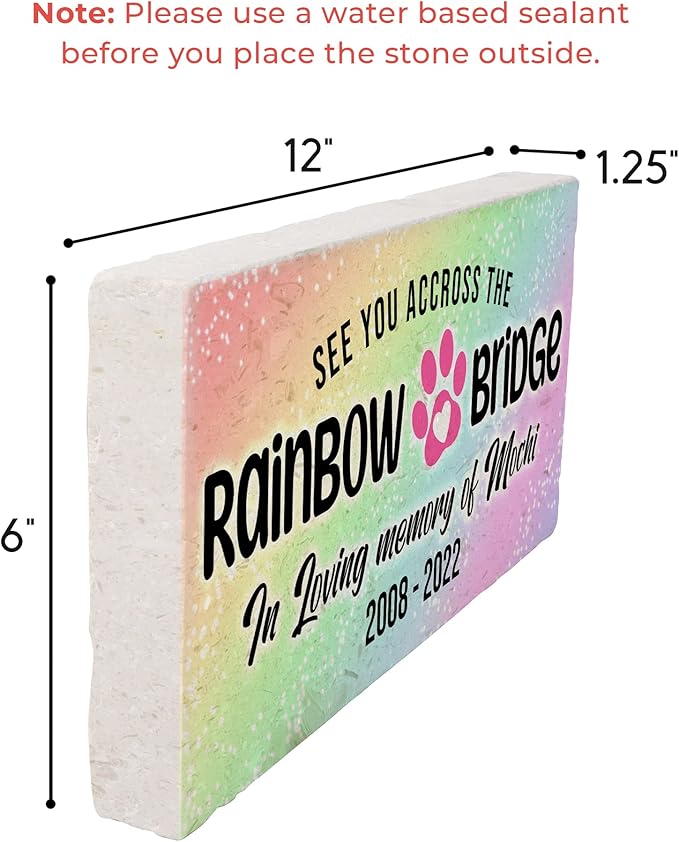 Personalized Pet Memorial Stone, 6x12 Custom Limestone Pet Grave Markers as Keepsake or Pet Remembrance, Thoughtful Pet Loss Gifts for Bereaved Pet Owners, Personalized Memorial Gifts (Mochi)