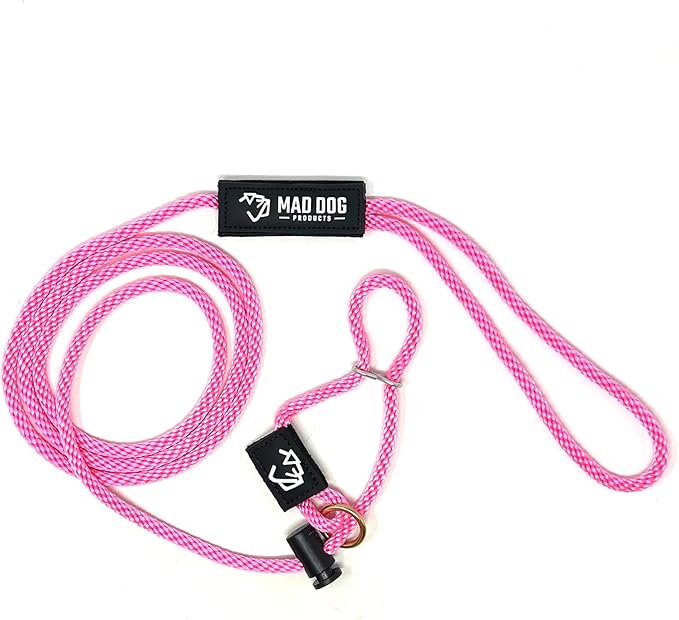 Mad Dog Products Easy Leader Dog Leash 1/4" x 6' Pink Signature Rope - Made in USA