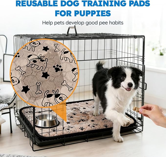 2 Pack Washable Pee Pads for Dogs, Absorbent Reusable Puppy Training Pads, Leakproof, Non-Slip, Waterproof Cat Doggie Pad Pet Potty Mat for Indoor&Outdoor, Whelping, Crate, Coffee 28"x40"
