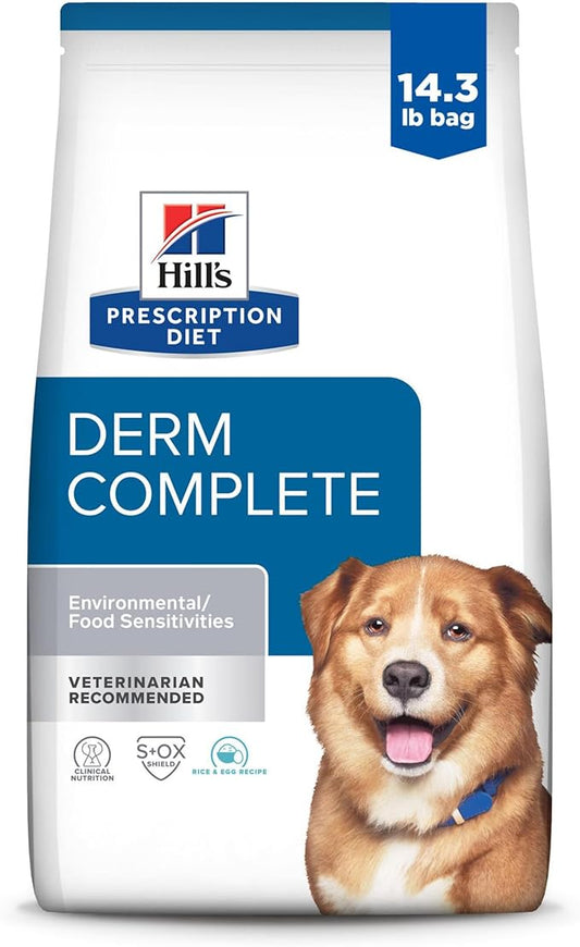 Hill's Prescription Diet Derm Complete Environmental/Food Sensitivities Dry Dog Food, Rice & Egg, 14.3 lb. Bag