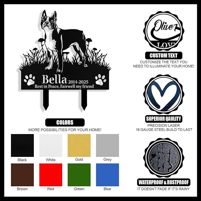 Custom Dog Grave Markers Outdoor, Personalized Pet Grave Marker Stake Dog Memorial, Outdoor Weatherproof Pet Cemetery Sign, Personalized Dog Memorial Gifts for Loss of Dog