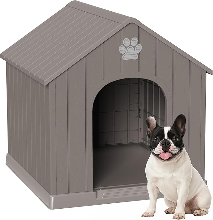 DRATO Dog Houses Resin Small Indoor Outdoor Dog Kennel for All-Weather Use Cozy Shelter for Small Dogs in Home, Garden, or Balcony