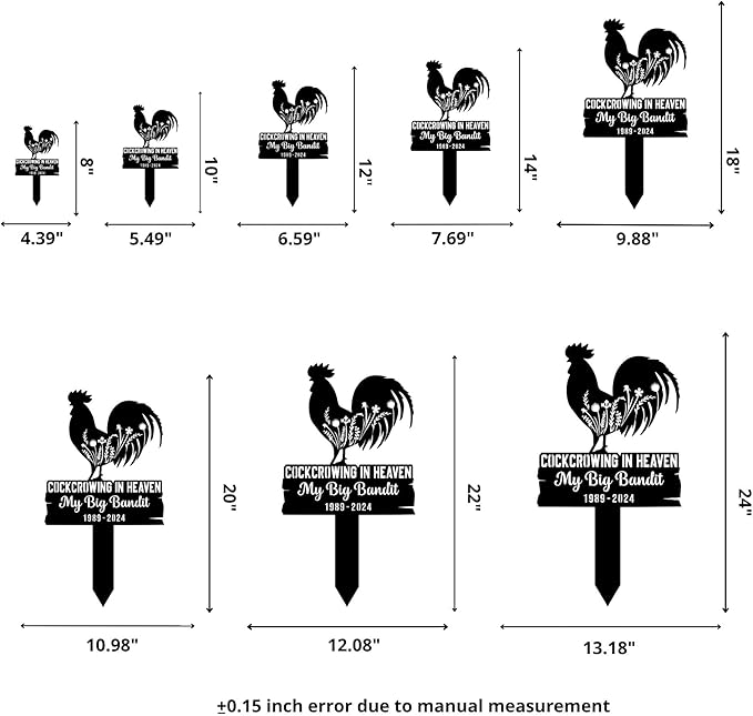 Personalized Chicken Memorial Stake, Rooster Loss Gifts, Pet Grave Marker, Sympathy and Remembrance Metal Stake, Durable Weatherproof Marker, Chicken Loss Memorial Gift