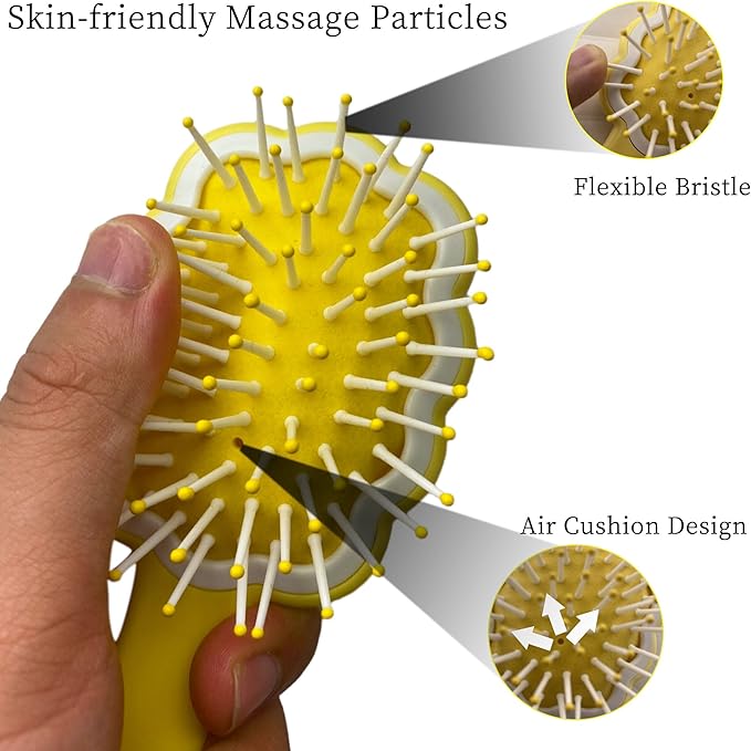 Gentle Cloud Air Cushion Brush Small Dogs Grooming with Gift Box, Fit for Yorkie, Shih Tzu, Pomeranian, Maltipoo, Maltese, Toy poodle, Puppy Essentials (Yellow)