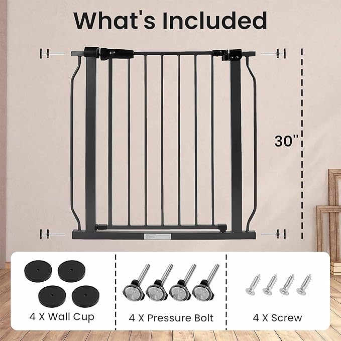 BalanceFrom Easy Walk-Thru Baby and Pet Safety Gate with Hold-Open and Auto-Close – Adjustable Steel Barrier for Stairs, Doorways, and Hallways, No Drilling Installation