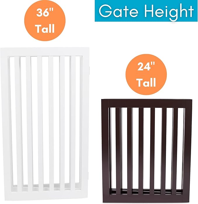 INTERNET'S BEST Dog Gate Indoor Freestanding Pet Barrier, Folding Wood Dog Fence, Extra Wide Doorway Puppy Gate, Indoor Animal Privacy Panel, Wooden Cat Fence - 4 Panel - 36", White