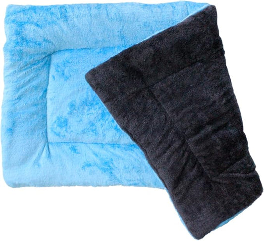 Downtown Pet Supply Comfort Crate Mat | Soft Fleece Pet Bed - Machine Washable, Easy to Clean - Light Blue/Charcoal - 24 x 18 in for Small Dogs or Cats