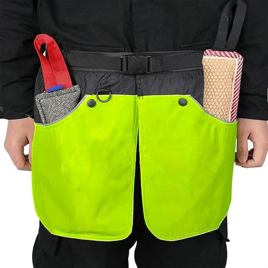 Dog Trainer Apron for Men Women with Big and Deep Pockets, Pet Handler Treat Waist Pouch for Holding Dog Stug Toy, Training Dummies, Rope (Green-XL)