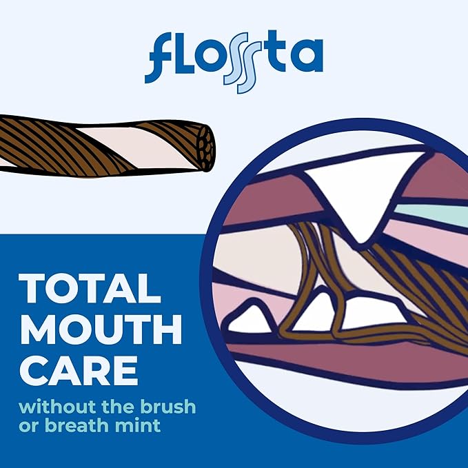 N-Bone Flossta Dual Action Dental Chews for Dogs, Unique Twist Shape for Deep Teeth Cleaning and Proactive Dental Care, Peanut Butter Flavor, 8 Count 6.4-oz Bag
