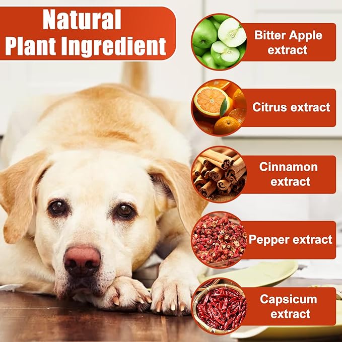 No Chew Spray for Dogs, Bitter Apple Spray for Dogs to Stop Chewing, 120ML Pet Deterrent Spray, Anti Chew Protect Furniture, Prevent Licking No Marking (Orange)