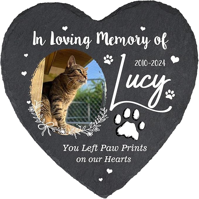 Personalized Remembrance Plaque for Cat, in Loving Memory Pet Garden Stones, Dog Memorial stones for Loss of Dog, Pet Memorial Gifts for Cat Mom Dog Lover Owner, Cemetery Decorations for Grave