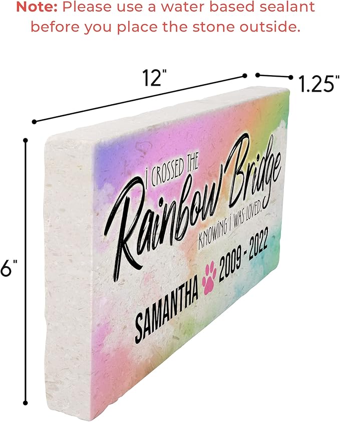 Personalized Pet Memorial Stone, 6x12 Custom Limestone Pet Grave Markers as Keepsake or Pet Remembrance, Thoughtful Pet Loss Gifts for Bereaved Pet Owners, Personalized Memorial Gifts (A. Samantha)