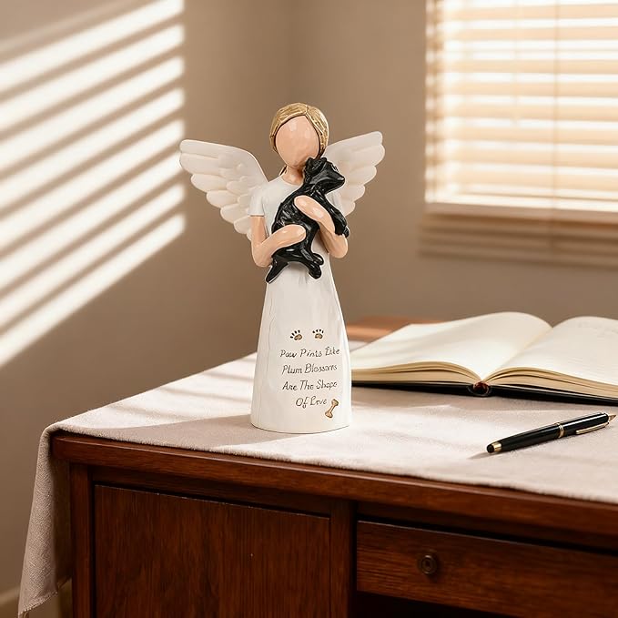 Dog Memorial Sympathy Gift for Loss of Pet, Comforting Bereavement Memorial for Grieving Dog Owners, Hand-Painted Figure，Resin Angel Statues，Garden or Home Memorial Display
