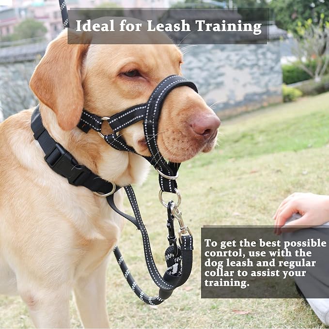 BARKLESS Dog Head Collar, No Pull Head Halter with Soft Padding, Reflective Soft Padded Snout Harness for Small and Medium Dogs